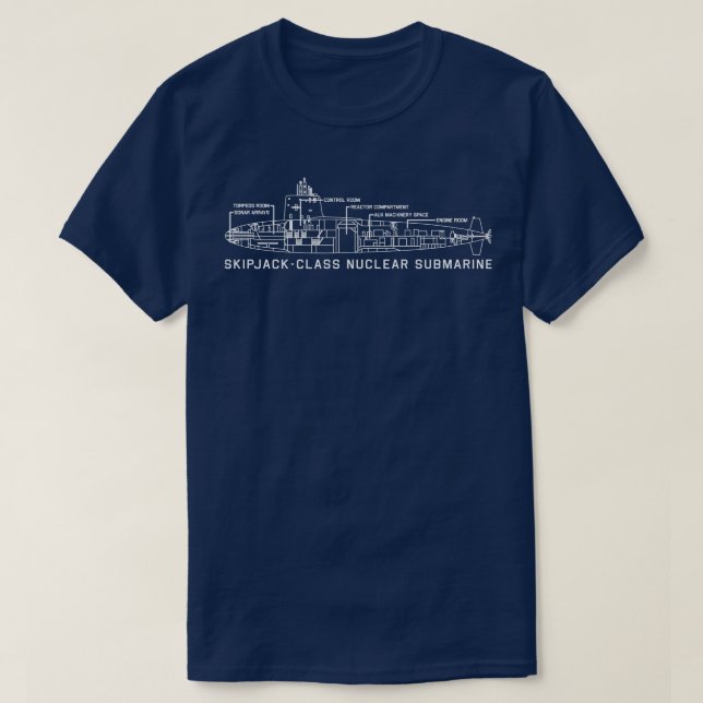 Skipjackclass Nuclear Submarine Blueprint Schemati T-Shirt (Design Front)