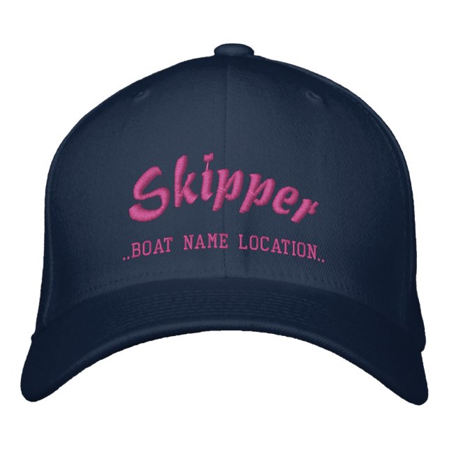 SKIPPER Customisable Boat Name Your Name Embroidered Hat (Front)