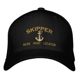 Skipper Nautical Rope Anchor Your Boat Name Embroidered Hat