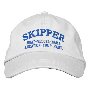 SKIPPER Personalise it! Boat Name Your Name Embroidered Hat