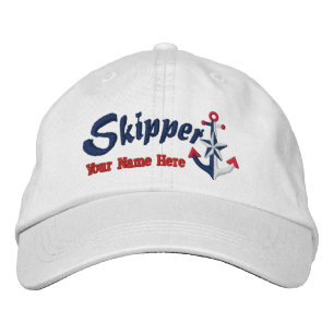 Skipper Personalise it Your Name Star Anchor Embroidered Hat