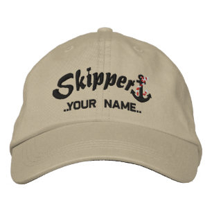 Skipper Personalise Your Name Rope Anchor Embroidered Hat