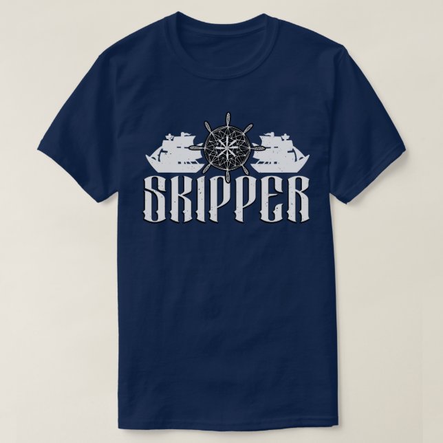 Skipper Sailor Captain Sailing Ship Crew T-Shirt (Design Front)
