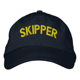 Skipper text for sailing or sports teams embroidered hat