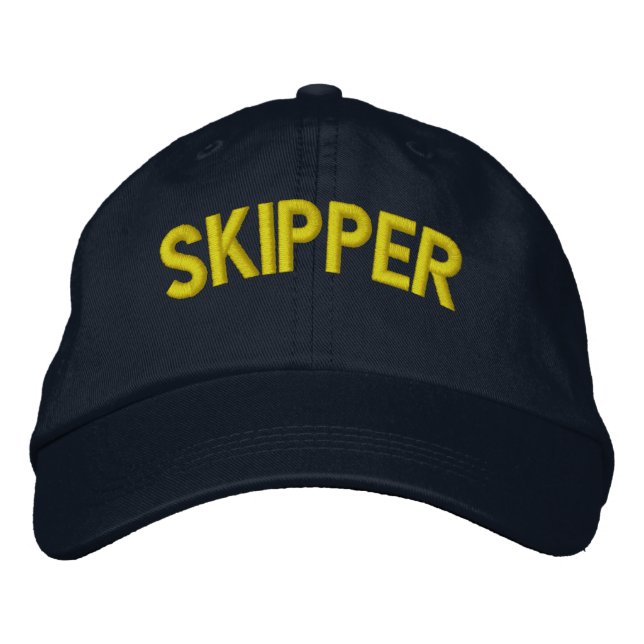 Skipper text for sailing or sports teams embroidered hat (Front)