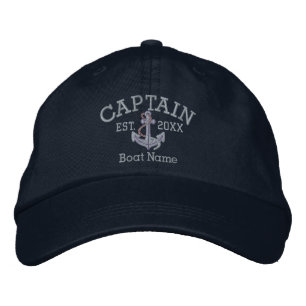 Skipper With Anchor Personalized Embroidered Hat