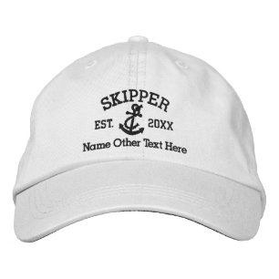Skipper With Anchor Personalized Embroidered Hat