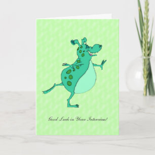 Skipping Green Alien - Good Luck in Your Interview Card