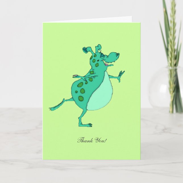 Skipping Green Alien - Thank You Card (Front)
