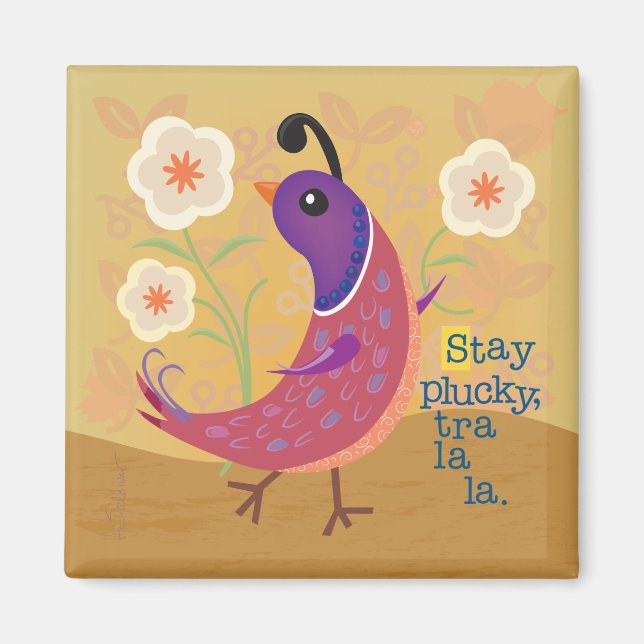Skipping Quail with Flowers Magnet (Front)