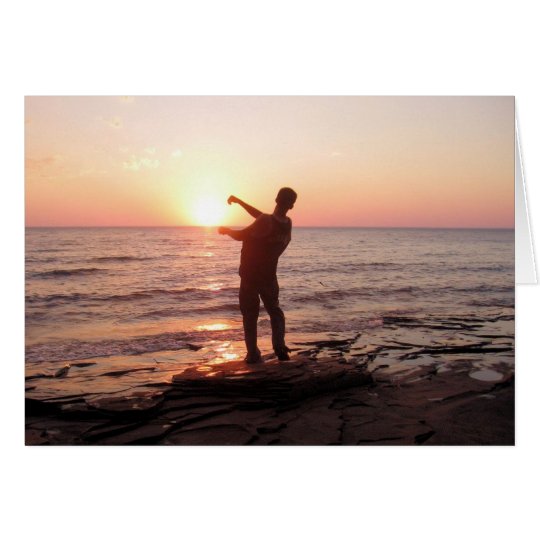 Skipping Rocks Into the Sunset Card