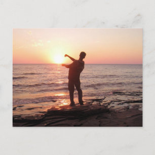 Skipping Rocks into the Sunset Postcard