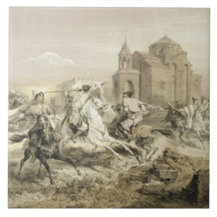 Skirmish of Persians and Kurds in Armenia, plate 1 Tile