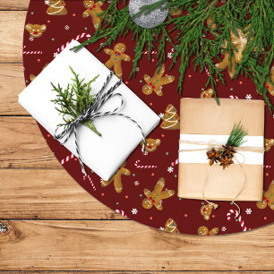 Skirt Christmas tree in red and biscuits Brushed Polyester Tree Skirt