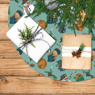 Skirt Christmas tree with snowman Brushed Polyester Tree Skirt