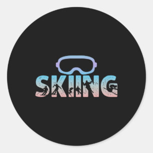 Skis, Alpine Skiing, _4 Classic Round Sticker