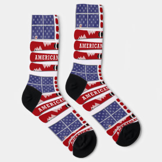 Skis and Snowflakes USA Flag Socks