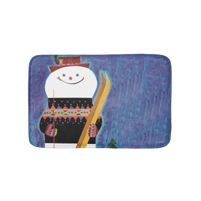 Skis for Snowman Bath Mat (Front)