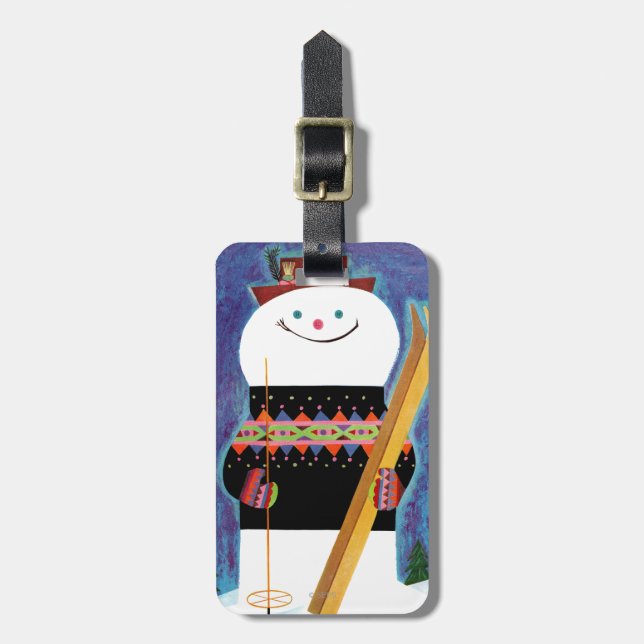 Skis for Snowman Luggage Tag (Front Vertical)