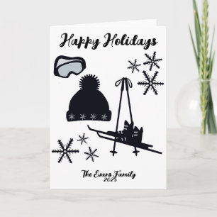 Skis, hat, boots & goggles Christmas Card