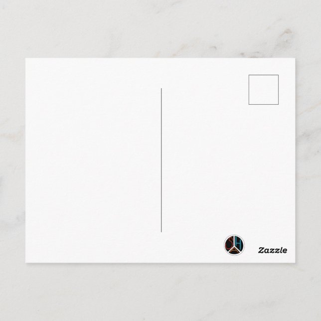 Skis, hat, goggles & snowflakes holiday postcard (Back)