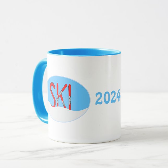 Skis Snow Oval Mug (Front Left)