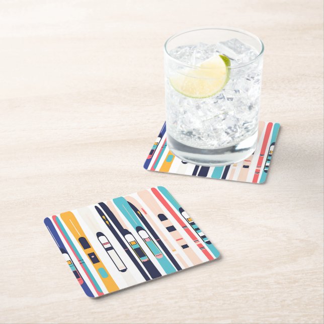 Skis Square Paper Coaster (Insitu)