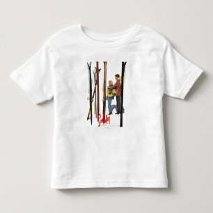 Skis Standing Up in Snow by Couple Poster Toddler T-Shirt