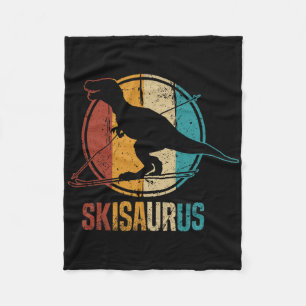 Skisaurus Funny Skiing Dino Ski Dinosaur Skiing Di Fleece Blanket