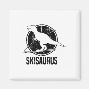 Skisaurus Skiing Dino Ski Dinosaur Skiing Dino Magnet