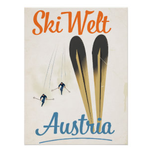 Skiwelt Austria ski travel poster