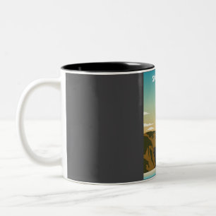 Skogafoss Iceland Retro Waterfall National Park Tr Two-Tone Coffee Mug