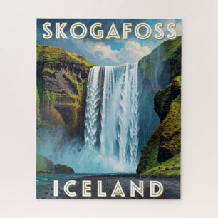 Skogafoss Iceland Waterfall South Coast Travel Jigsaw Puzzle