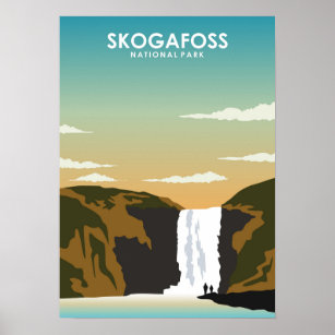 Skogafoss Iceland Waterfall Travel Poster