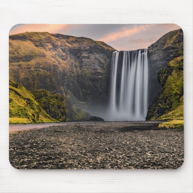 Skogafoss Waterfall in the Morning Sunrise Mouse Mat (Front)