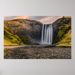 Skogafoss Waterfall in the Morning Sunrise Poster