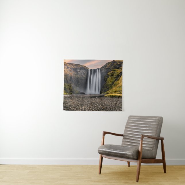 Skogafoss Waterfall in the Morning Sunrise Tapestry (In Situ (Horizontal))