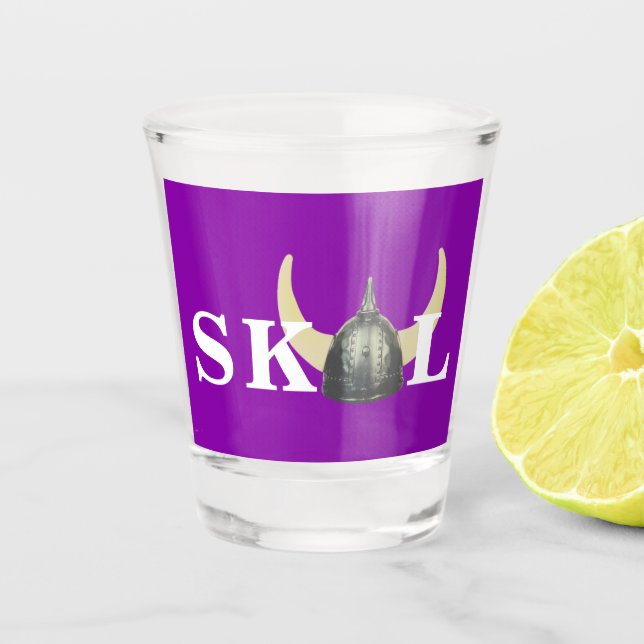 Skol and Horned Viking  Helmet Shot Glass (Front)