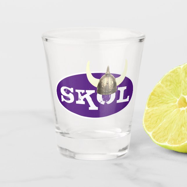 Skol and Horned Viking  Helmet Shot Glass (Front)