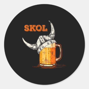 Skol Nordic Viking Helmet Drinking Gl Classic Round Sticker