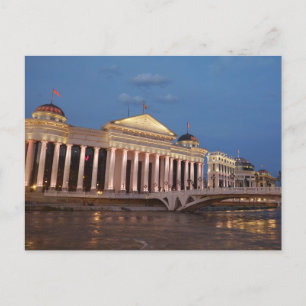 Skopje at night, North Macedonia Postcard
