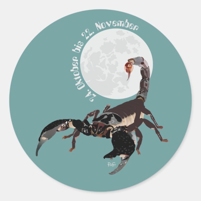 Skorpion 24. Oktober bis 22. November Aufkleber Classic Round Sticker (Front)