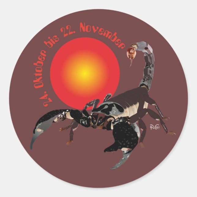 Skorpion 24. Oktober bis 22. November Aufkleber Classic Round Sticker (Front)