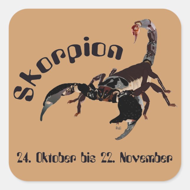 Skorpion 24. Oktober bis 22. November Aufkleber Square Sticker (Front)