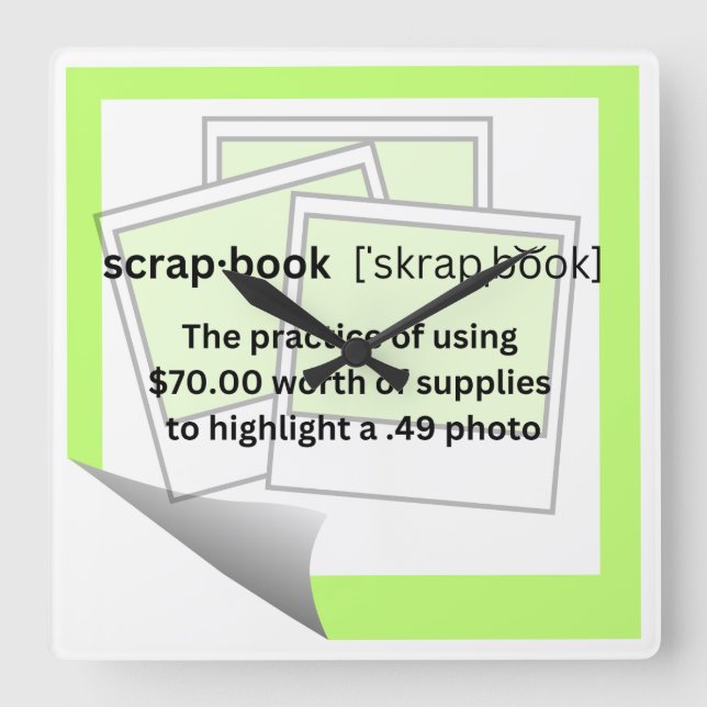 Skrap-book Square Wall Clock (Front)