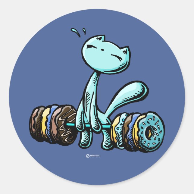 Skribbles: Weakness for doughnuts (blue) Classic Round Sticker (Front)
