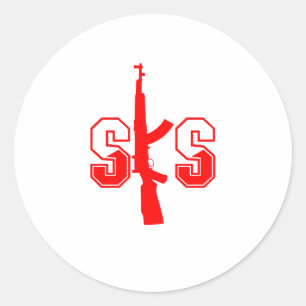 SKS Assault Rifle Logo Red.png Classic Round Sticker