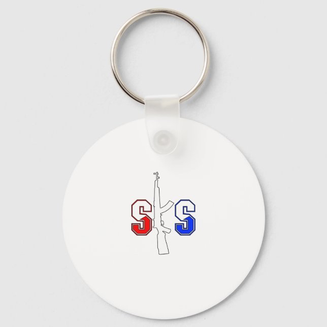 SKS Assault Rifle Logo RWB Stroked.png Key Ring (Front)