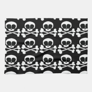 skull005_92007 SKULL CROSSBONES SYMBOL GANGSTER EM Tea Towel