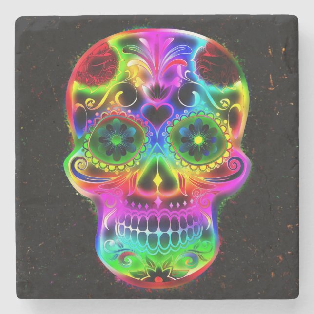 Skull20160604 Stone Coaster (Front)